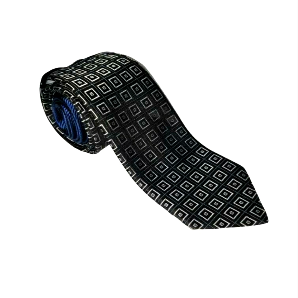 NWT Roundtree & Yorke Black Silver and Blue Tie
